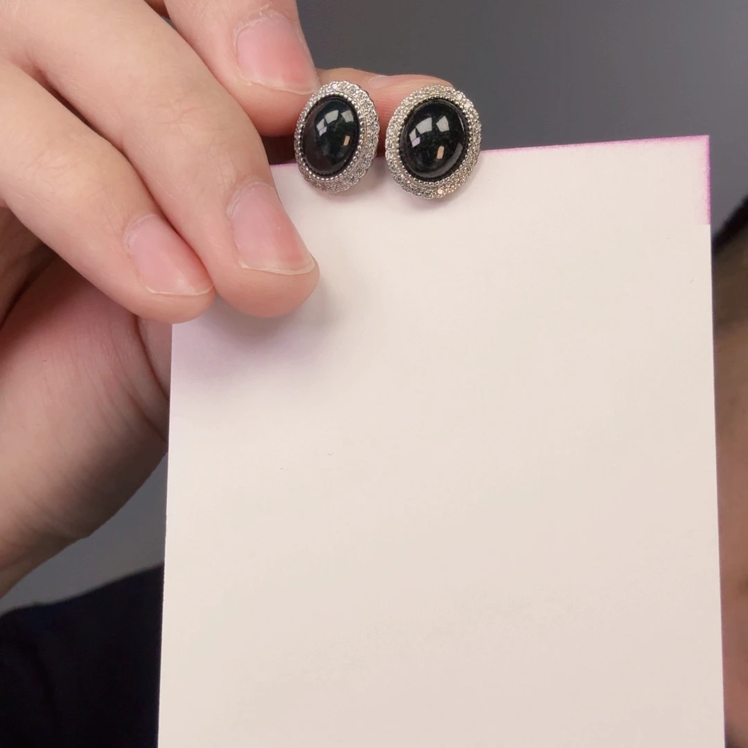 翡翠颈饰银S925镶嵌一对