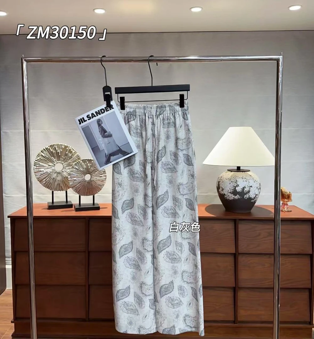 鑫燃KIKI 复古灰调印花慵懒直筒裤 30150 ZM