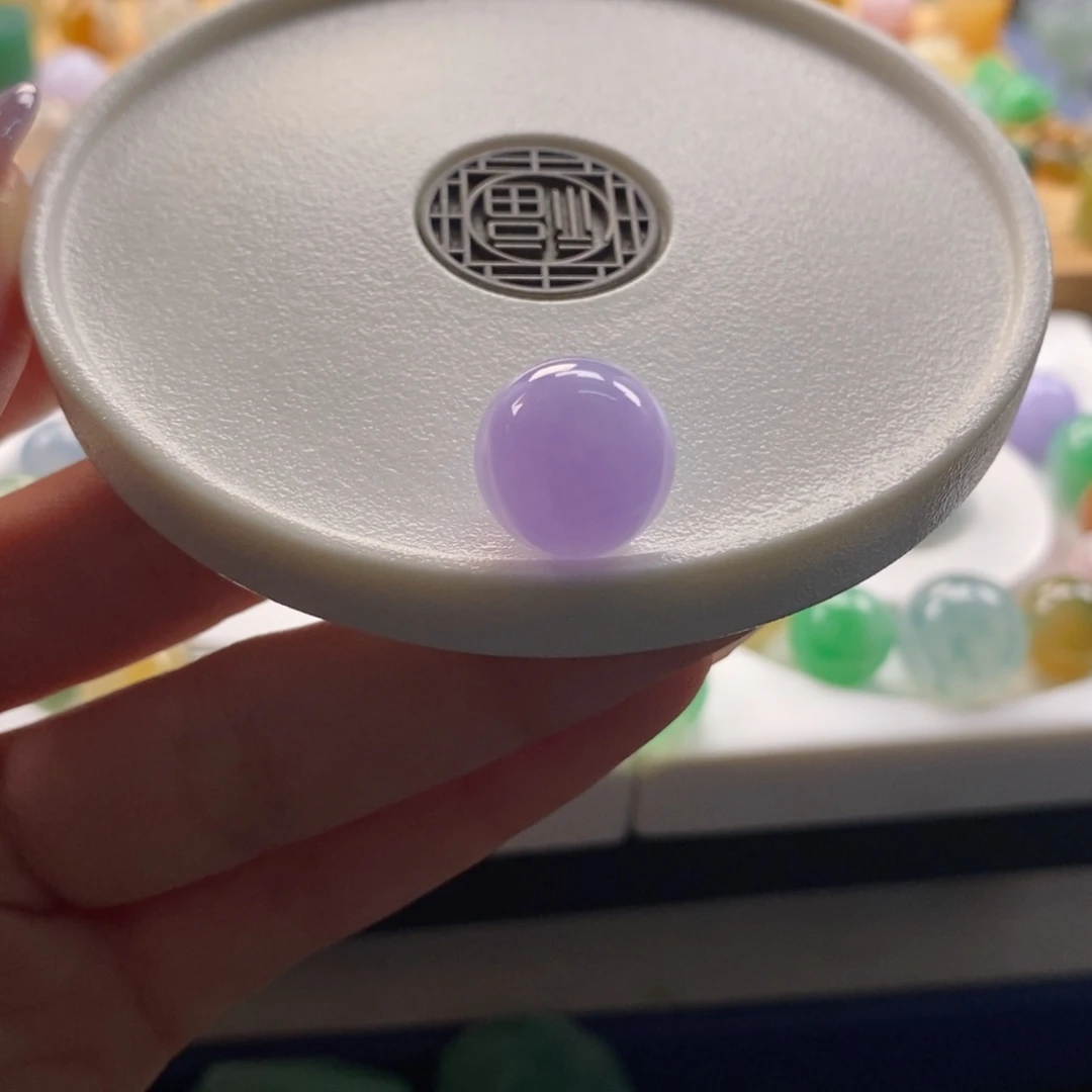 翡翠未镶嵌颈饰紫底圆珠卡13