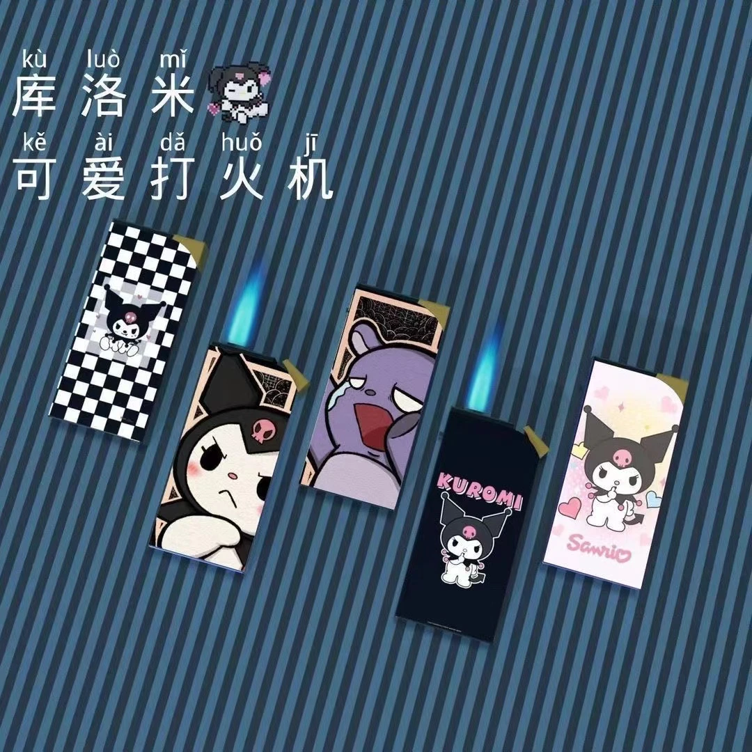 新款金属创意打火机个性防风直冲库洛米个性款加宽防爆耐用卡通款