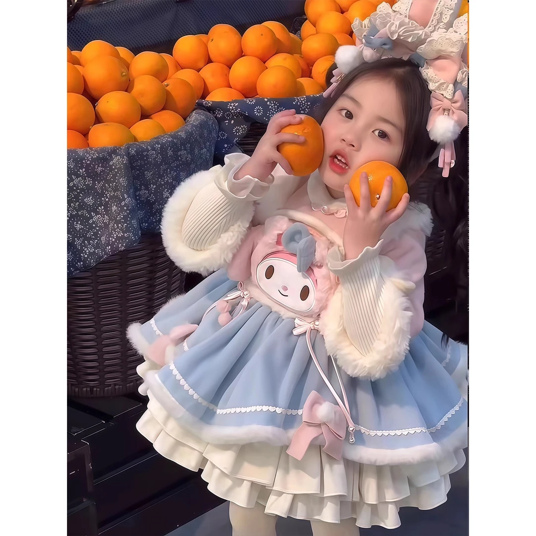 女童洛丽塔公主裙2025新款女宝宝娜贝儿毛绒连衣裙美乐蒂蓬蓬裙子