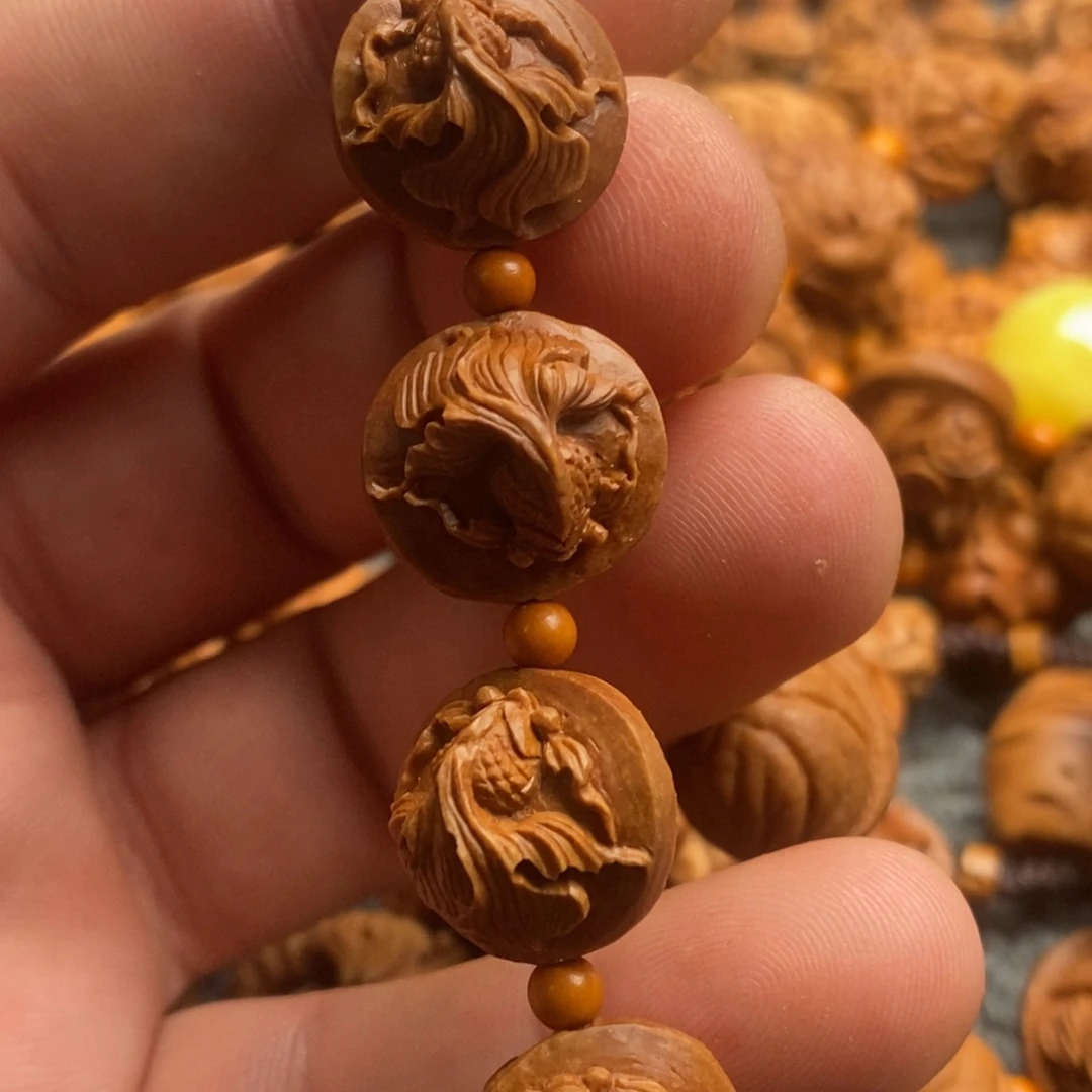手串桃核龙纹桃核金鱼手串