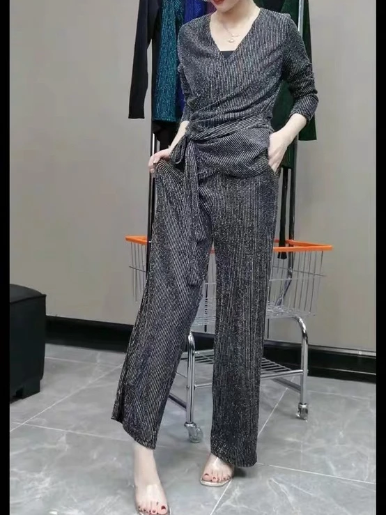 极简风时尚套装百搭阔腿裤春季洋气轻奢显瘦女装吊带休闲气质