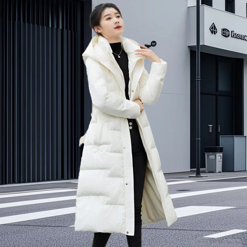 羽绒服女高级感冬季女装新款中长款鸭绒保暖显瘦外套平湖高档