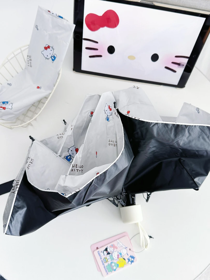 正版三丽鸥HelloKitty晴雨伞黑胶防晒防紫外线可爱女生小巧便携