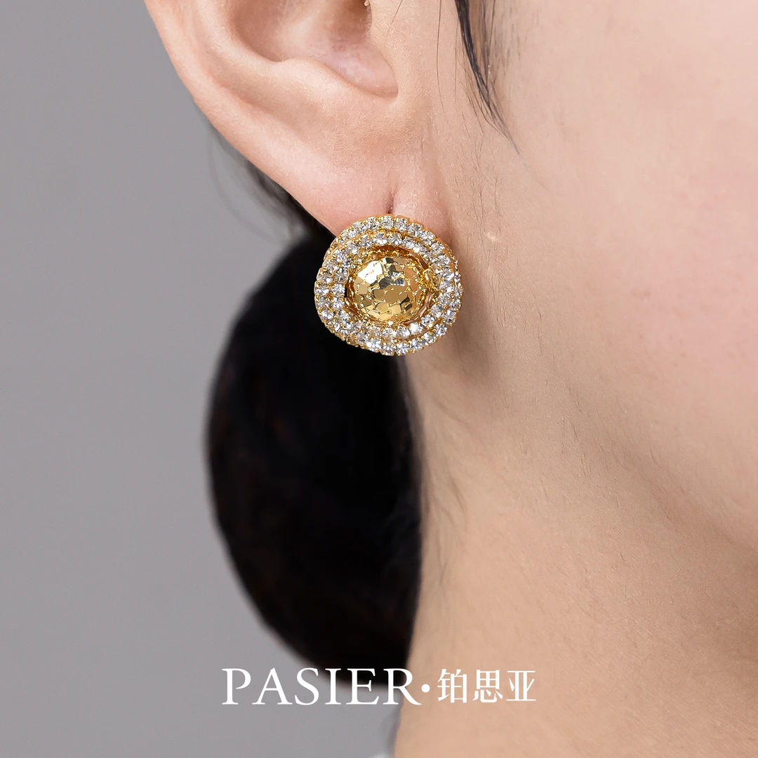 铜合金合成锆石耳饰 铜合金  铂思亚 [斑斓]耳环 BD7527