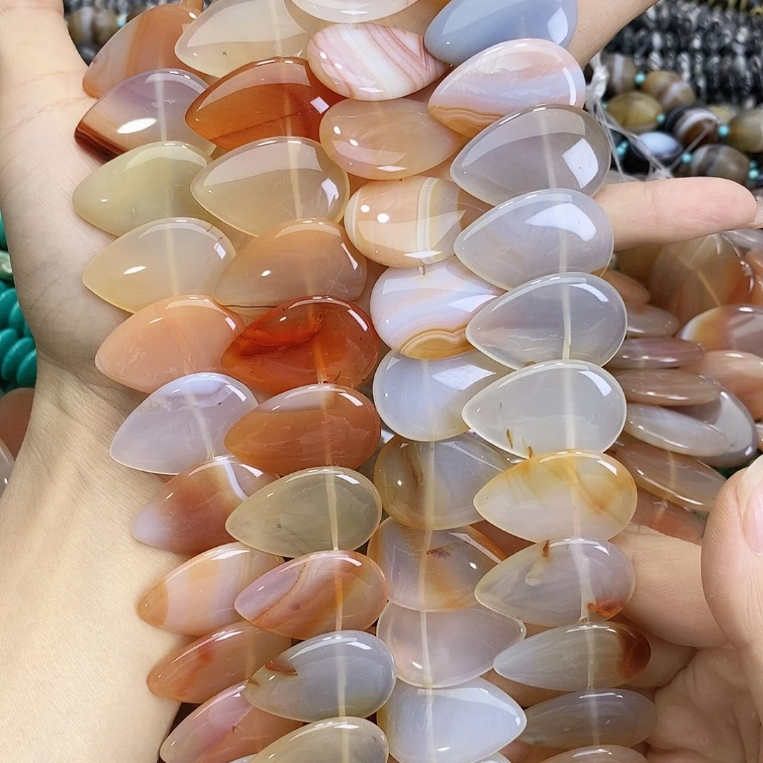 玛瑙/玉髓未镶嵌珠宝半成品水滴碟片随机一条装散珠