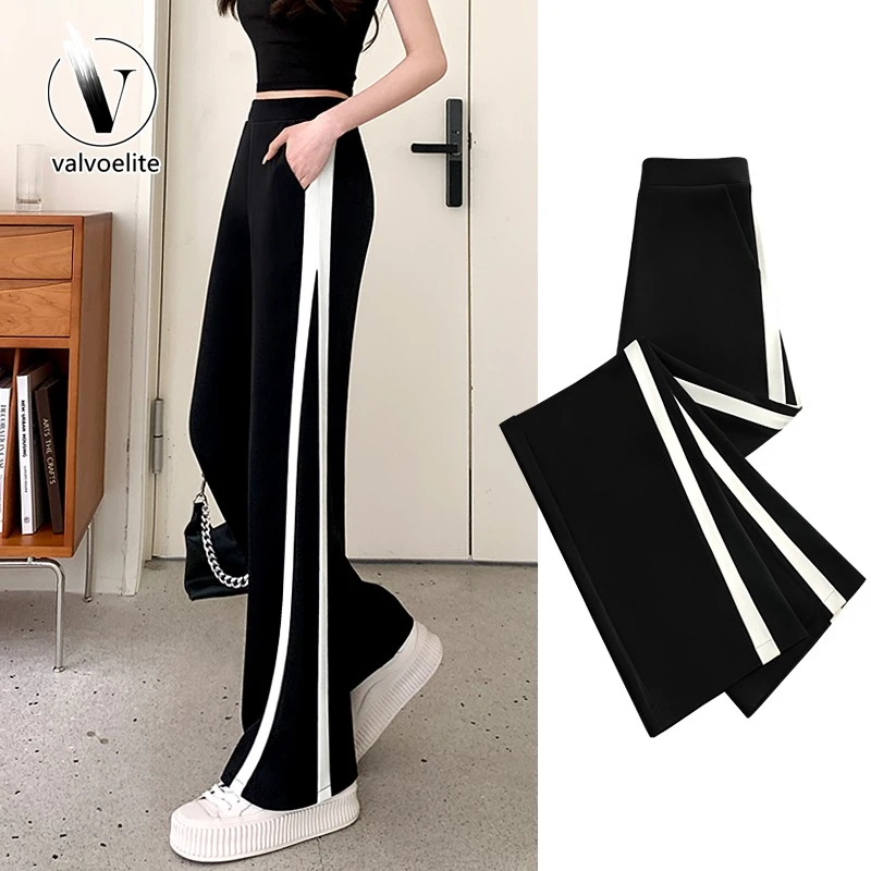 VALVOELITE西裤窄版直筒宽裤夏季薄款宽直筒高腰长款高腰直筒西裤