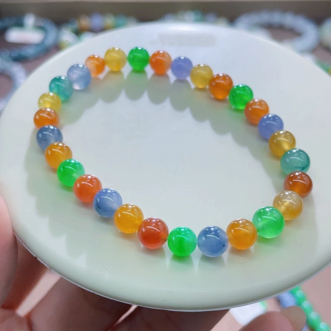 未镶嵌手链翡翠上新精品冰浓彩虹卡6+