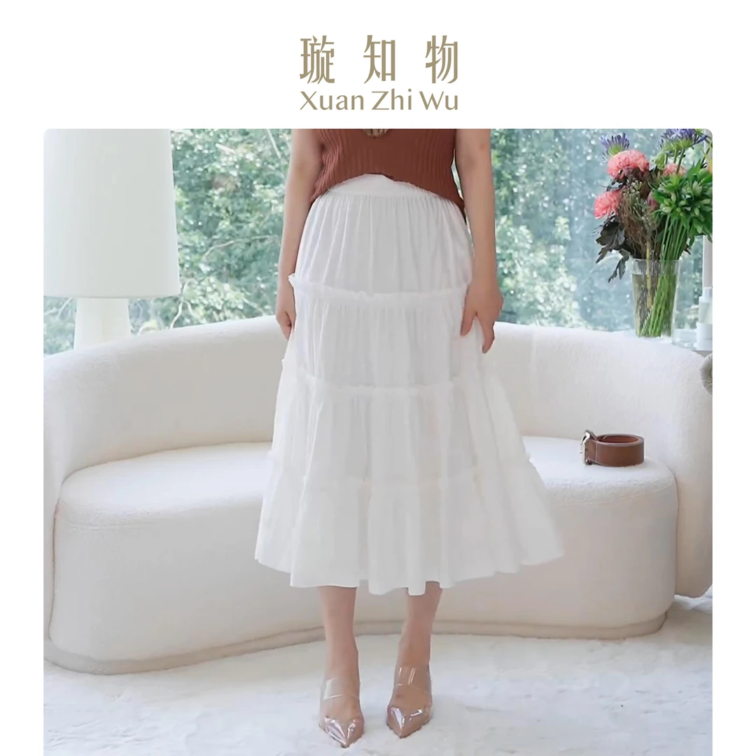 田园半裙 径骨感爽滑质感 A字版蛋糕裙 春夏度假风王璇原创设计