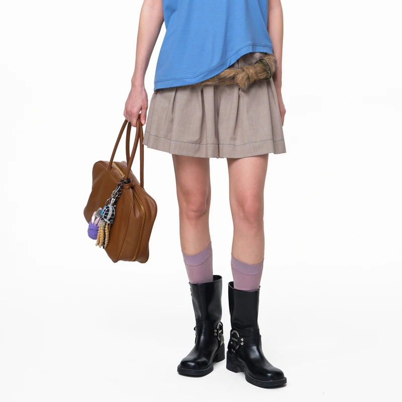 MOVEUP幻走2025夏季新款.FUN 松紧腰撞色线休闲短裤女3EWX20102