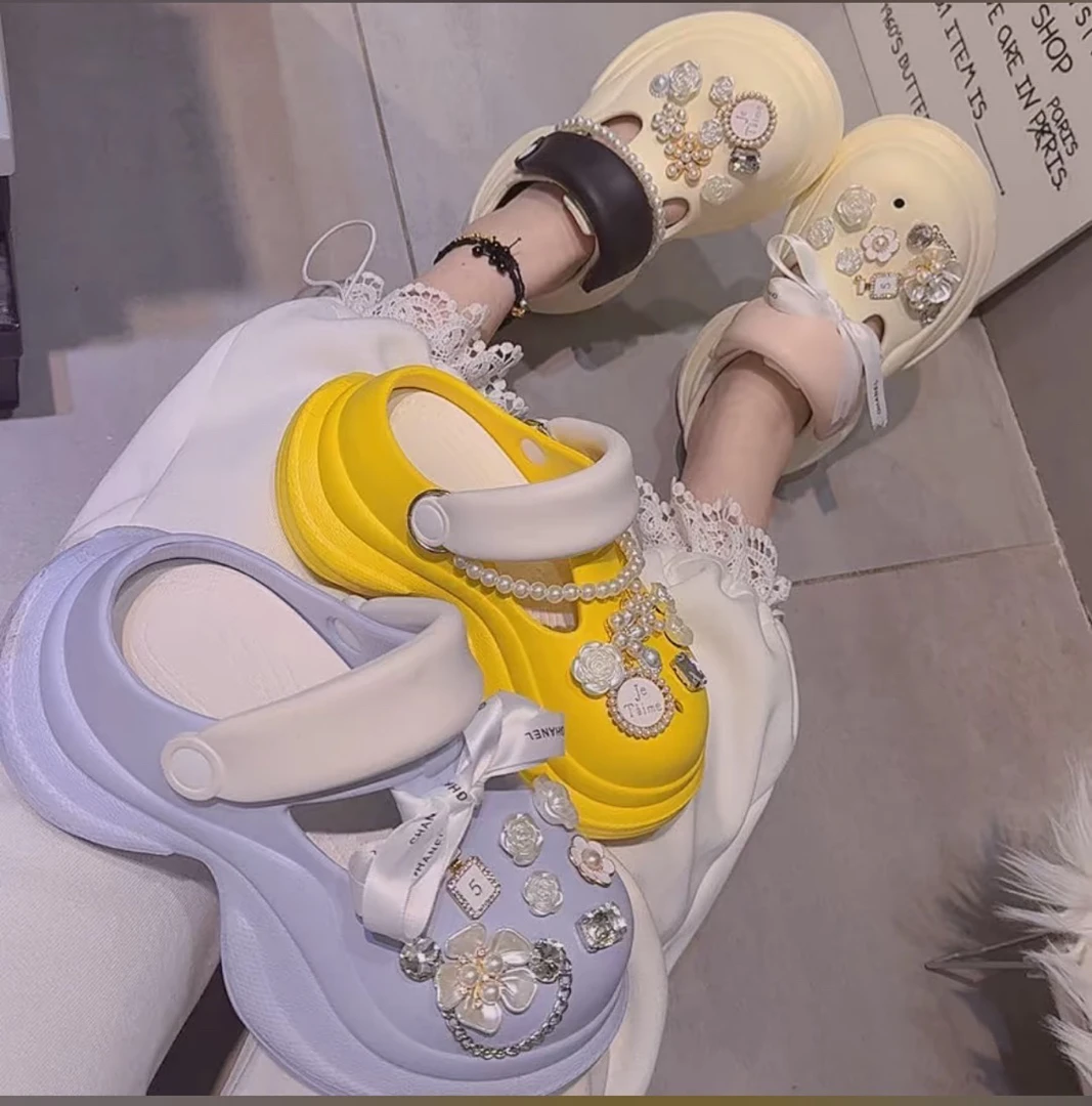 新款夏季包头防滑耐磨不臭脚增高洞洞鞋