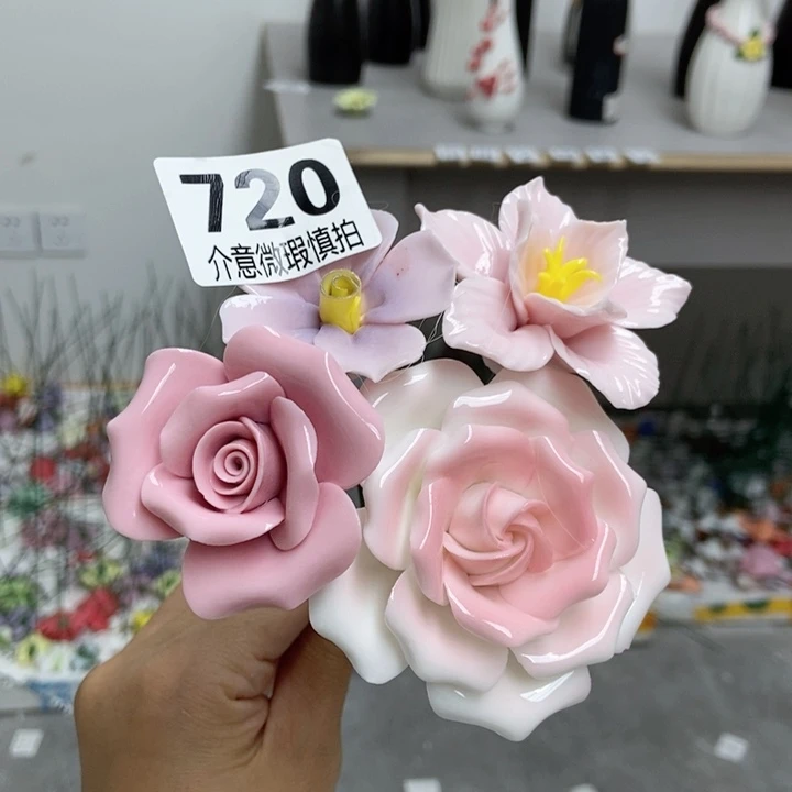 摆件手工制作陶瓷花