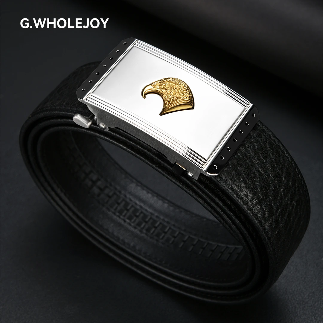 G.WHOLEJOY男士自动钢扣【内穿】皮带野牛纹包边型男腰带3.8CM-2520