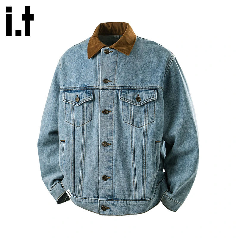 i.t:CHOCOOLATE美式复古牛仔夹克男士2025秋冬季翻领休闲外套上衣