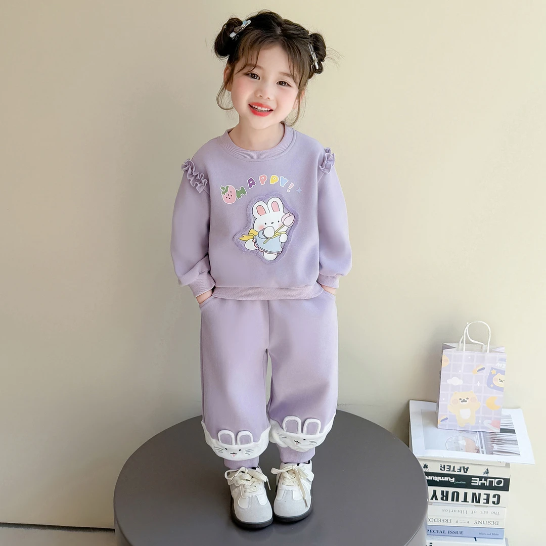女童卡通卫衣套装3-6岁4儿童洋气网红春秋季女宝宝休闲运动两件套
