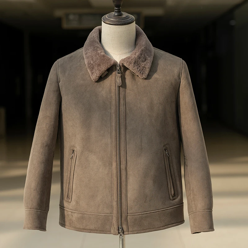 品质福利羊皮毛一体男美丽奴保暖绒面皮夹克休闲羔羊真皮毛外套