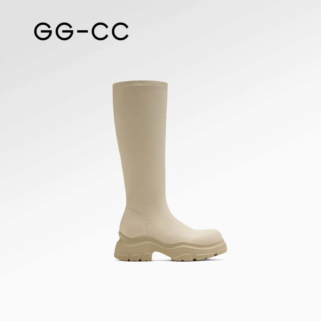 GG-CC【巴黎之约】冬季新款百搭时装靴女靴厚底瘦腿弹力靴子3663