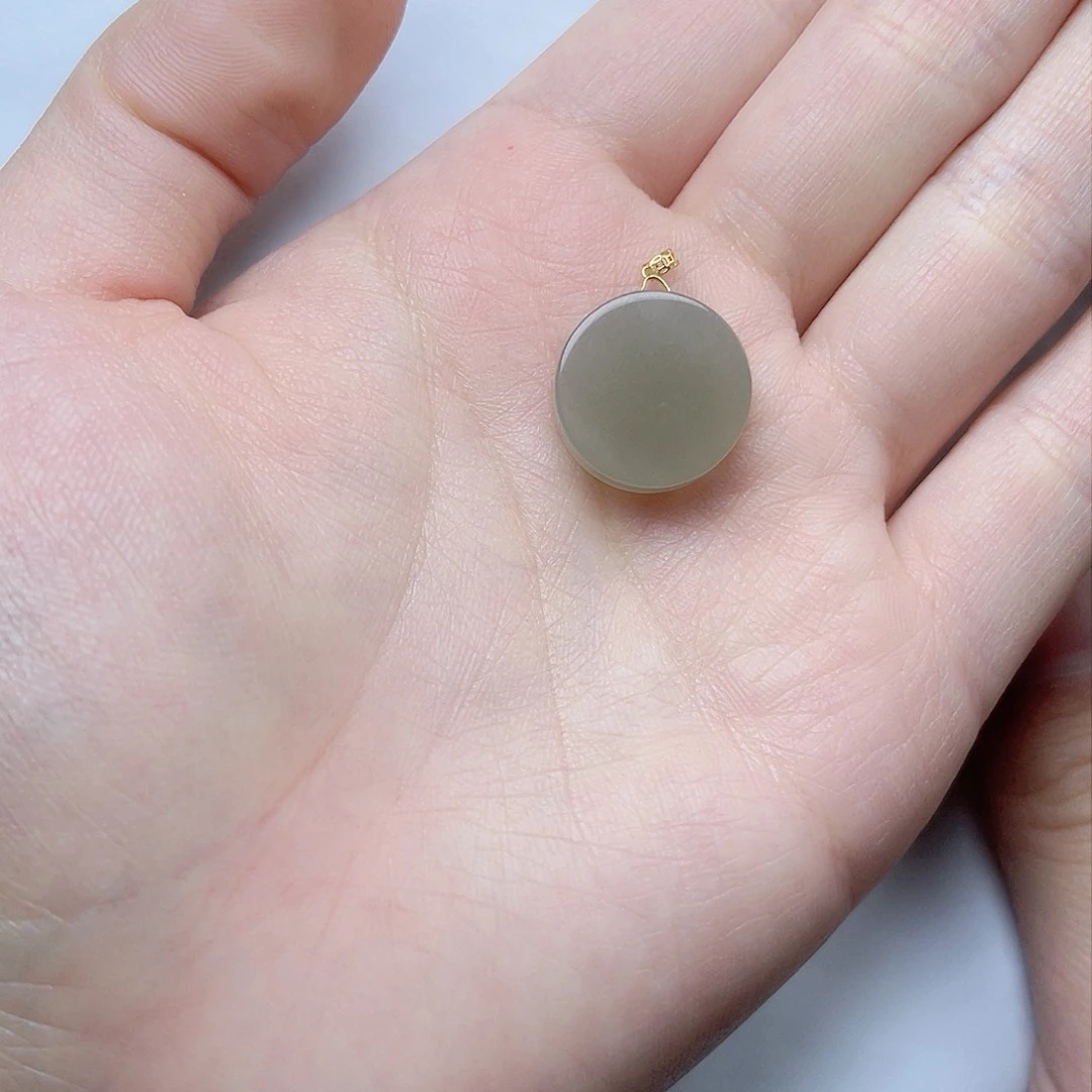 和田玉挂件0618K金镶嵌