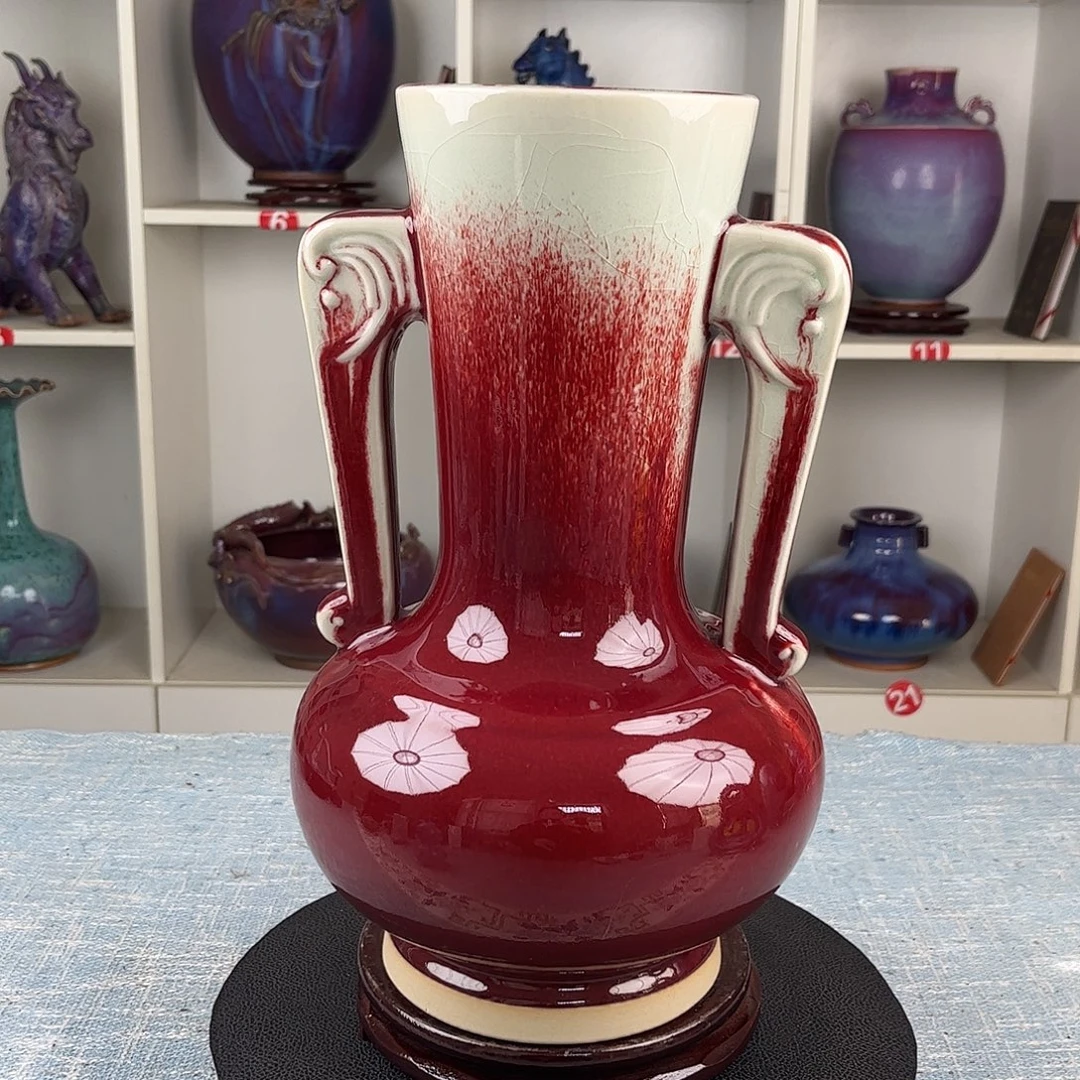 瓷片吉祥尊宝石红拉丝红珍品