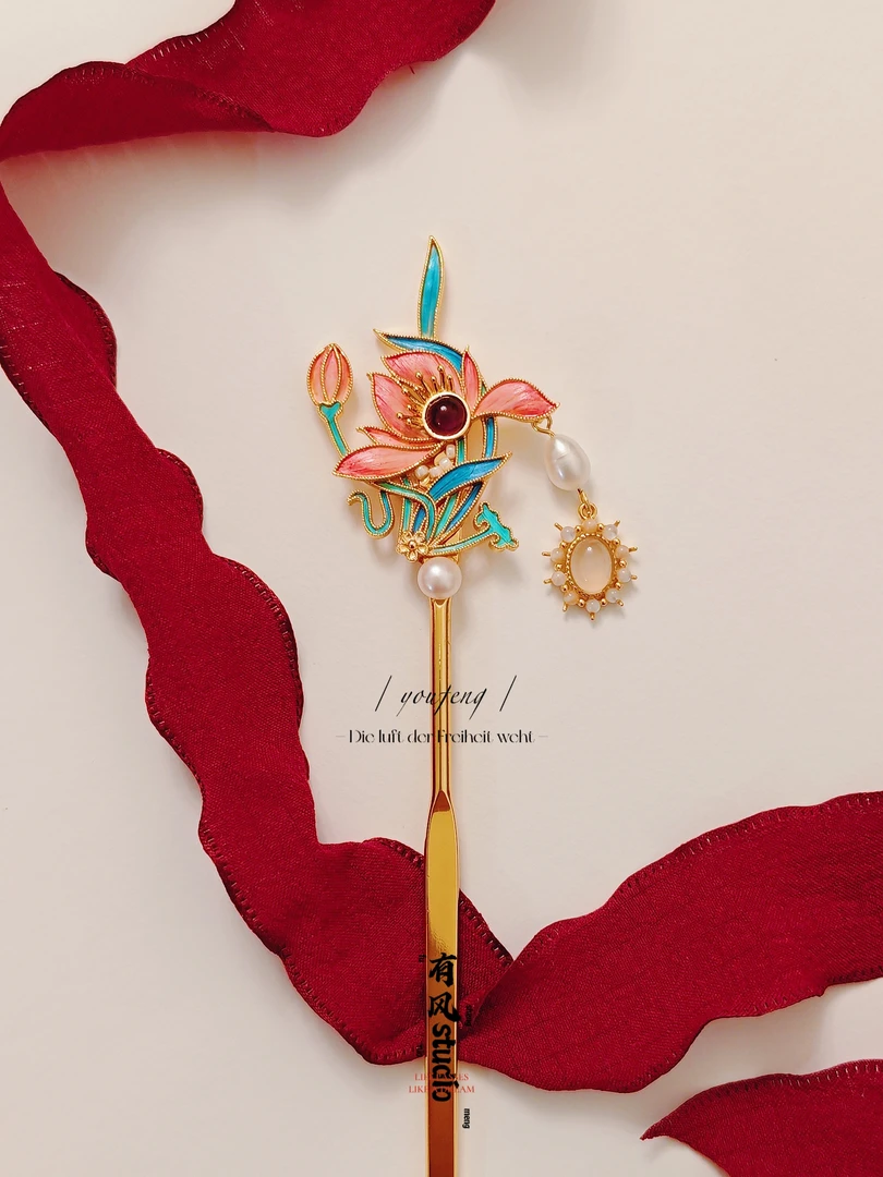 《香影》原创非遗手动点翠工艺鹦鹉毛发簪