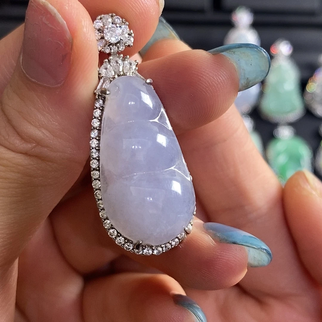 W****翡翠银S925镶嵌颈饰天然翡翠