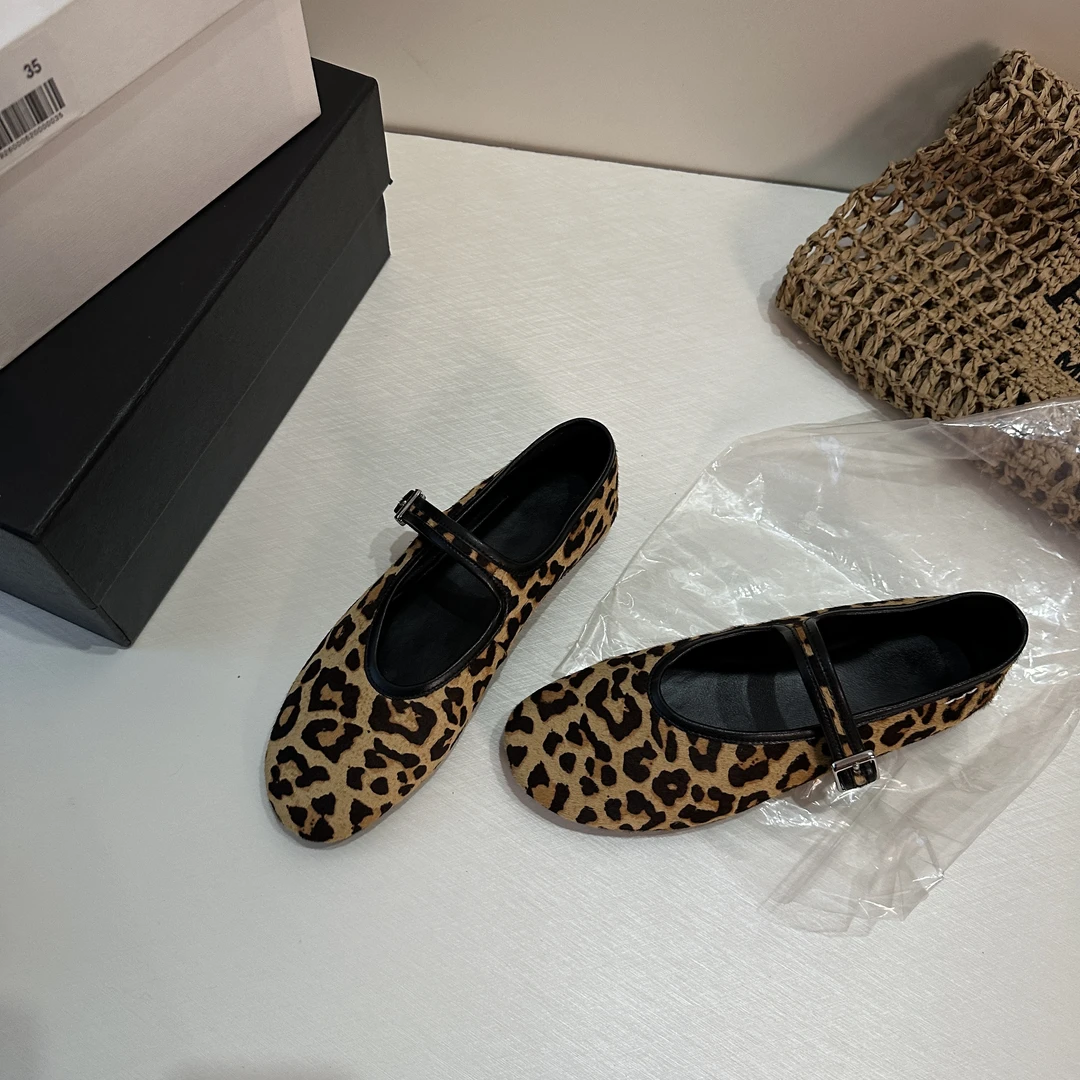 早春浅口一字带马毛豹纹玛丽珍减龄好搭配奶奶鞋低跟平底单鞋百搭