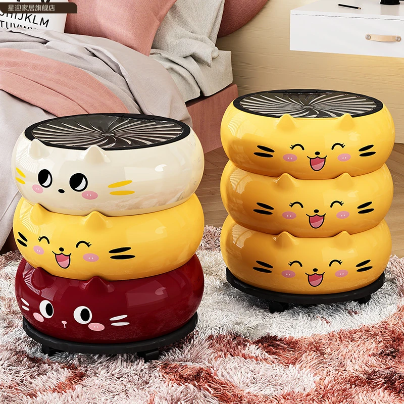 卡通猫咪带轮垃圾桶家用内外双桶卧室可爱垃圾筒高颜值创意收纳筒