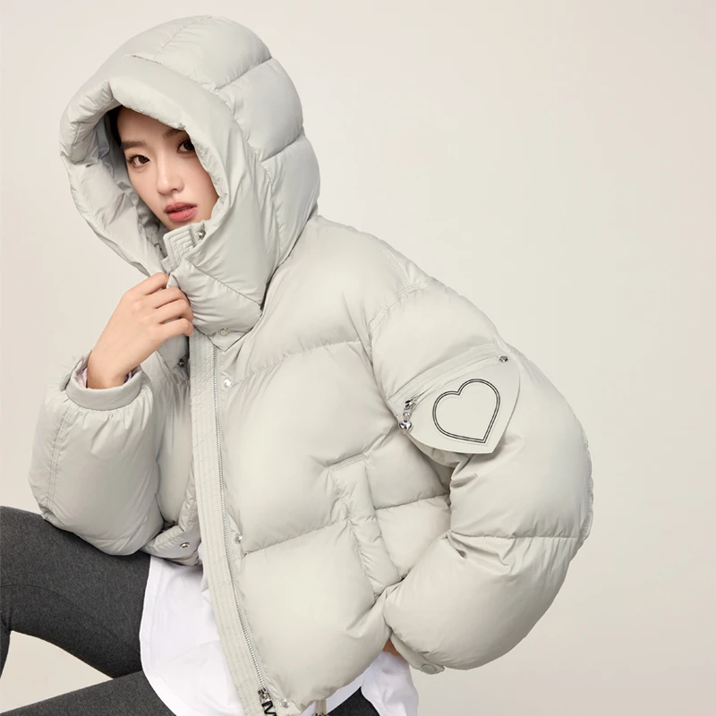 YAYA/鸭鸭冬气质鸭绒2024年冬季新款加厚连帽时尚潮百搭休闲宽松