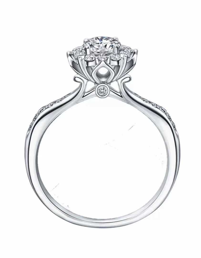 925银莫桑石戒指 925银莫桑石戒-灿若星辰0.5-1克拉-合成碳硅石