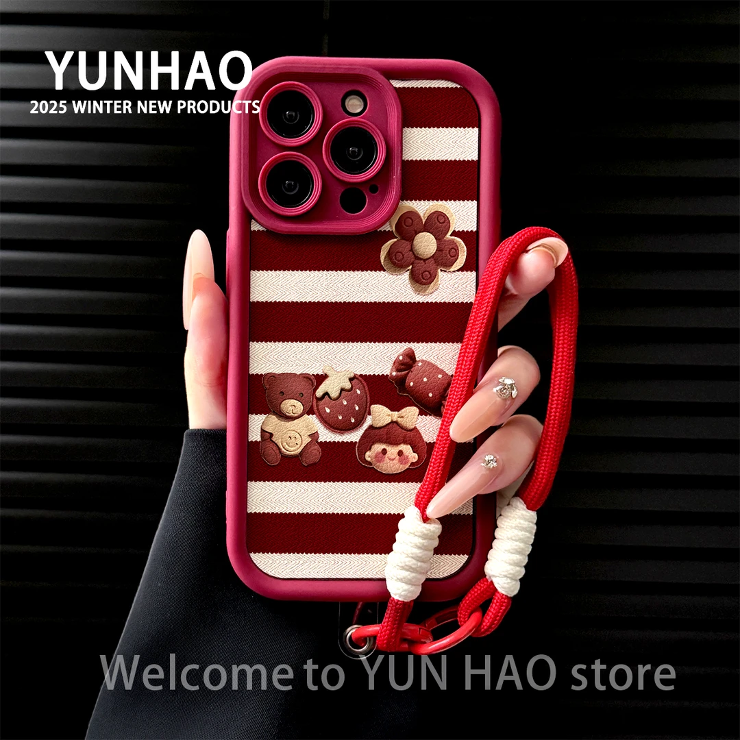 阶梯小羊皮女孩小熊适用苹果17PROMAX华为vivo小米oppo手链手机壳