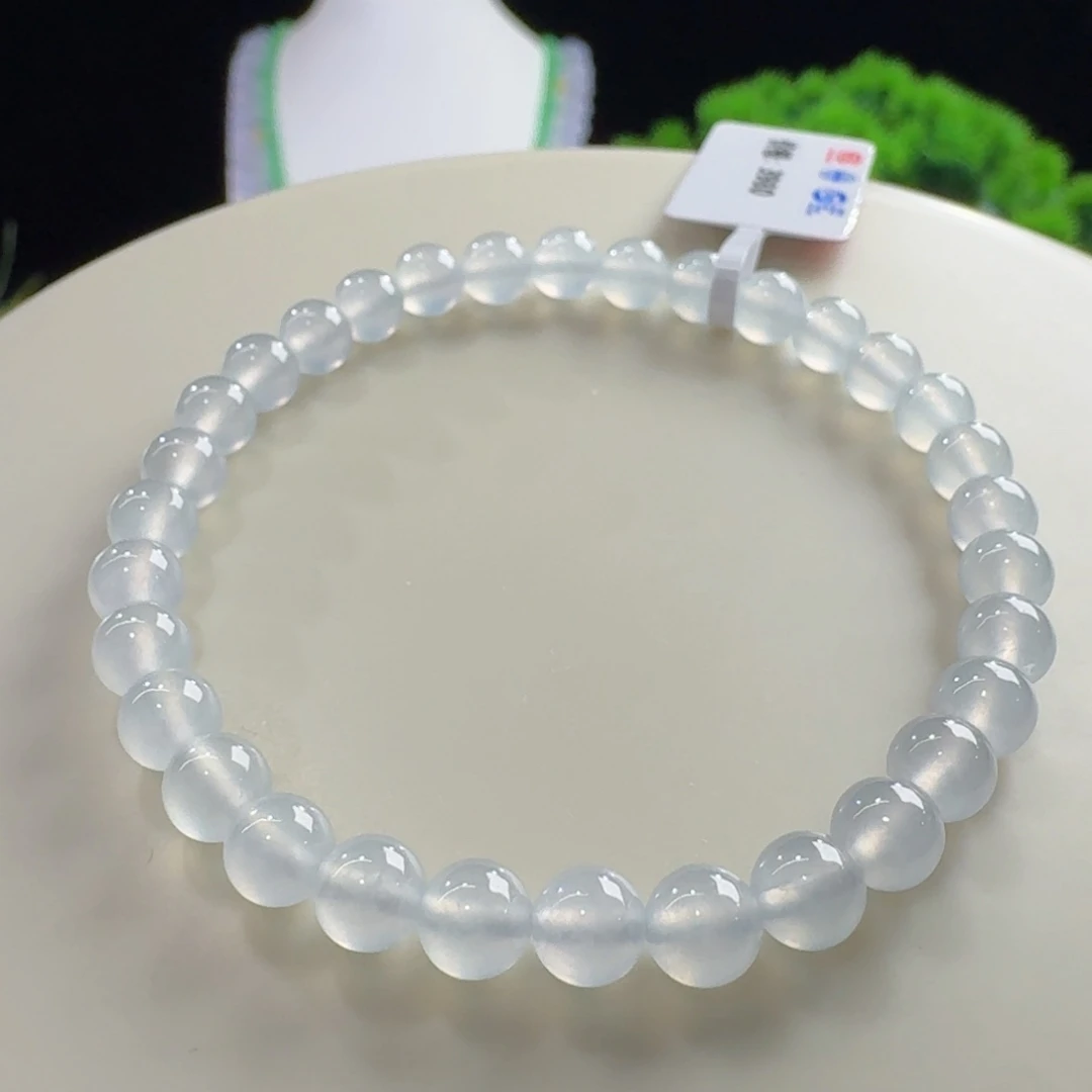 未镶嵌手链翡翠性价比巨巨高！高冰白冰单圈卡5.5mm