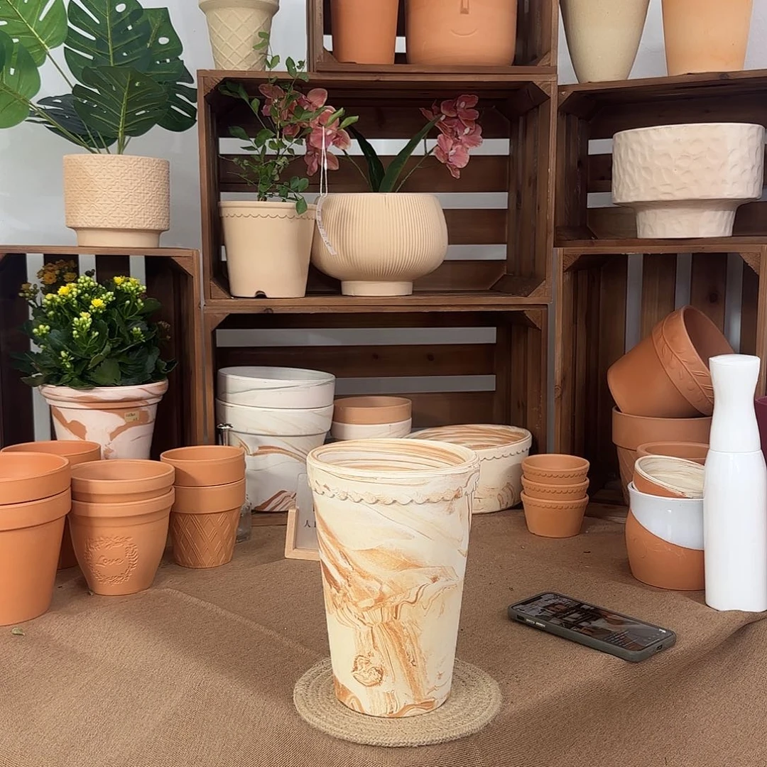 微瑕橘里橘气赫莲娜高筒花边盆15口20高