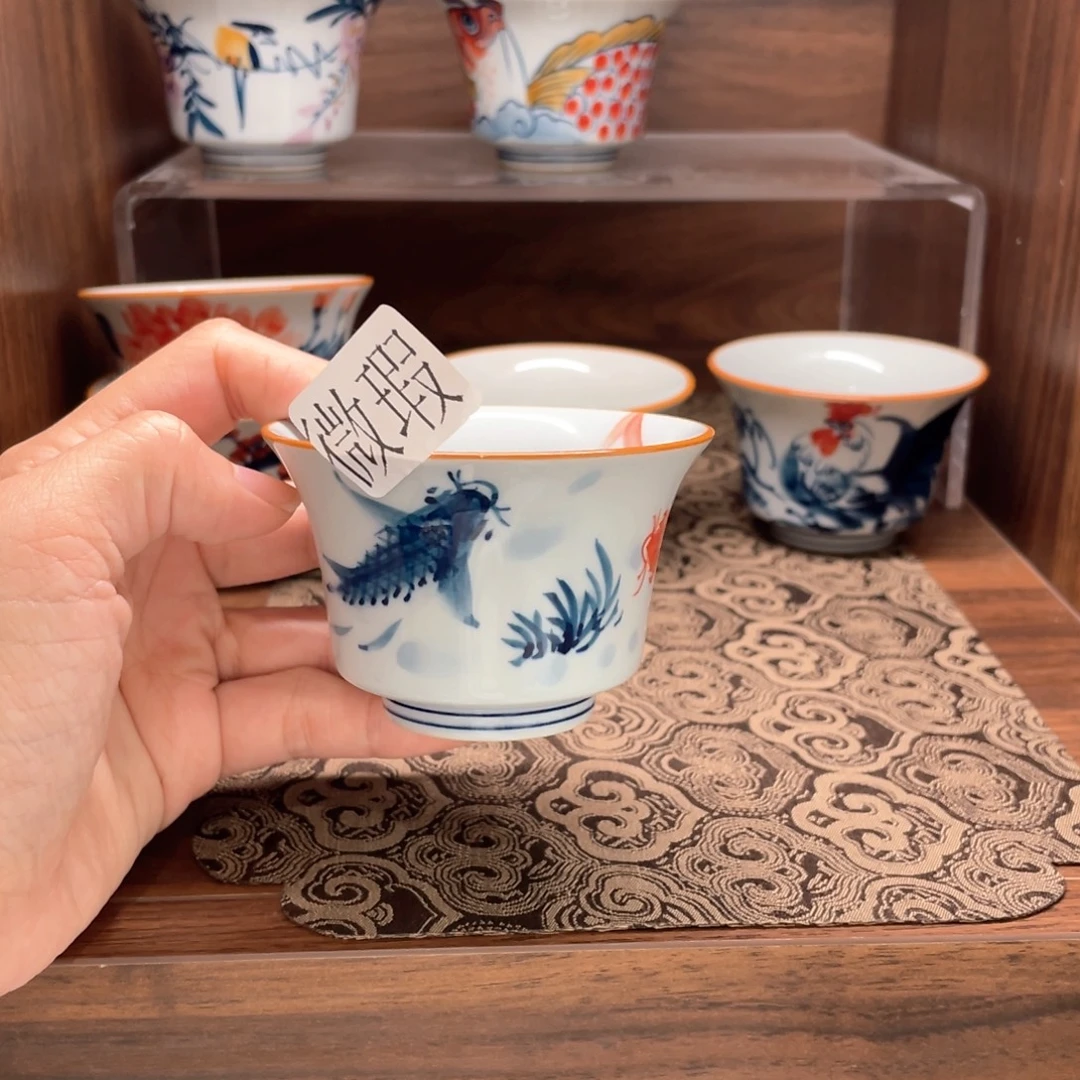 釉下手绘茶具微瑕