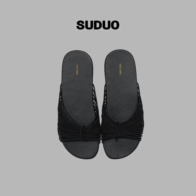 「SUDUO」朵朵2025新款羊皮细带源头平底一字拖鞋S250116