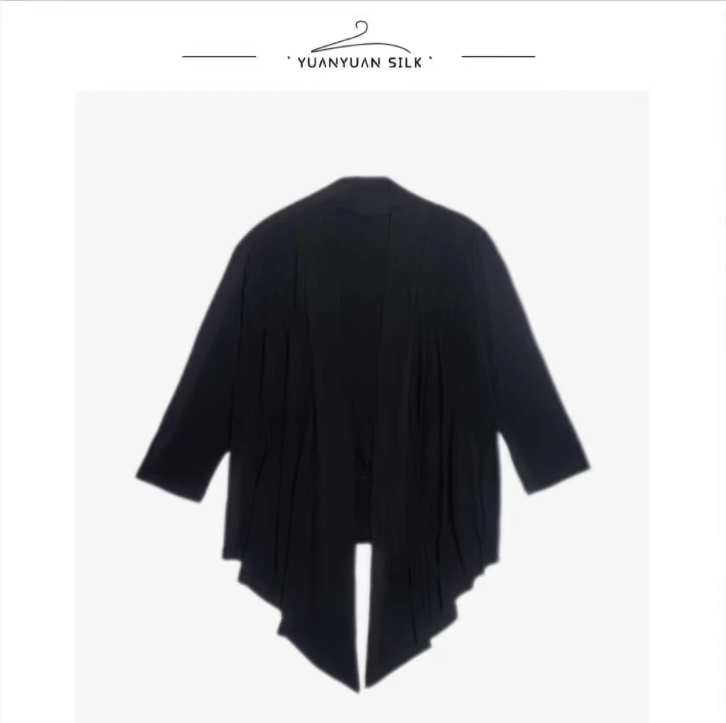 Y 180g 100%桑蚕丝 夏季薄款轻薄气质时尚轻奢设计感开衫外披n71