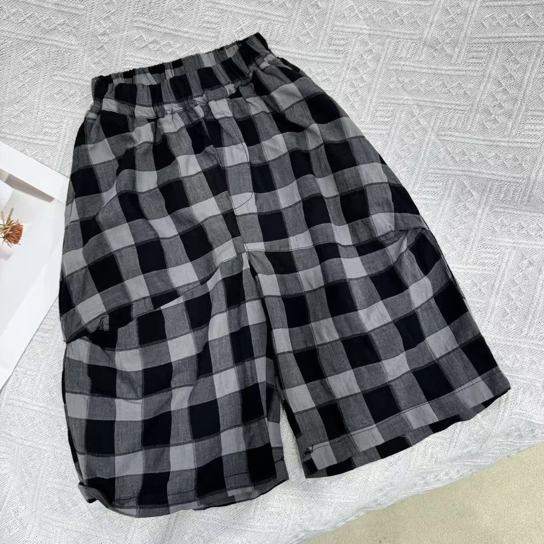 2025年夏季新款儿童短裤休闲百搭宽松时尚洋气80368格子裤