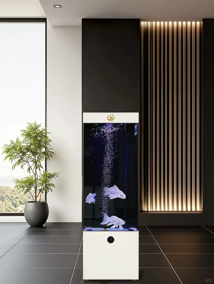 客厅时尚落地款超白玻璃智能自循环过滤干湿分离家用养鱼鱼缸