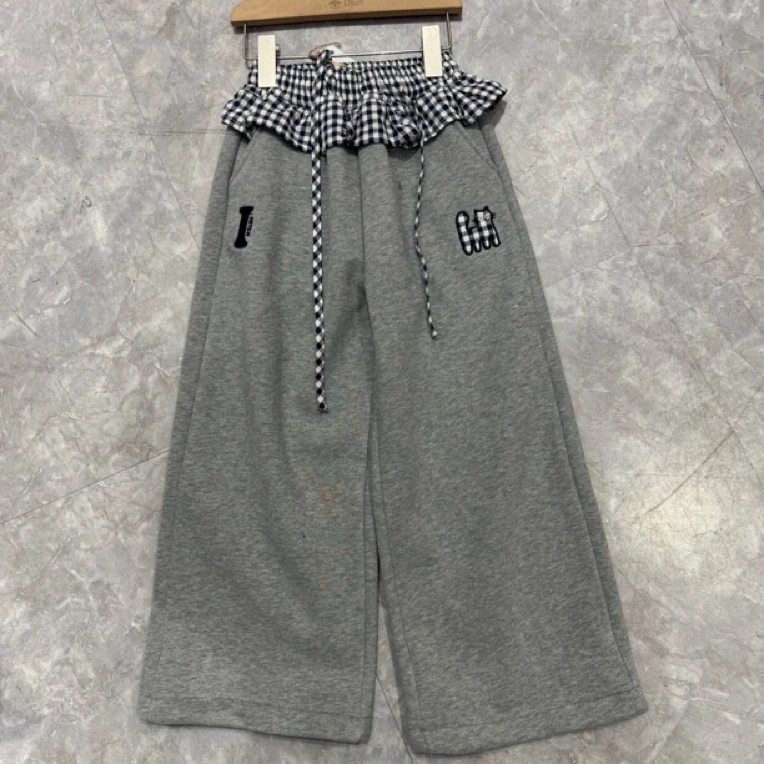 7258童装刺绣猫加绒卫裤