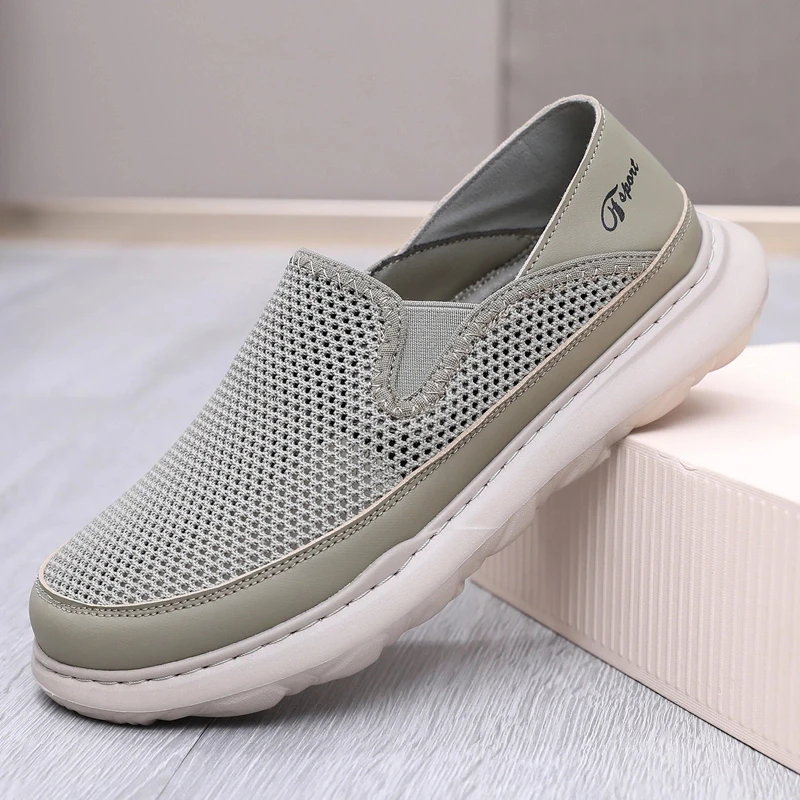 老北京布鞋男士夏季透气网鞋大网眼轻便老人鞋镂空网面中年爸爸鞋