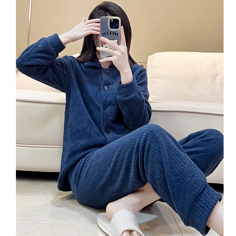 【坑条薄绒】家居服秋冬新款套装可外穿显瘦宽松女士家居服休闲套装