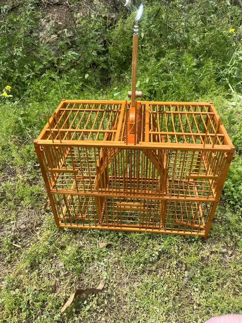 新款用品鸟笼手工制作四门机关踏笼长49宽26小鸟笼高小用品鸟笼