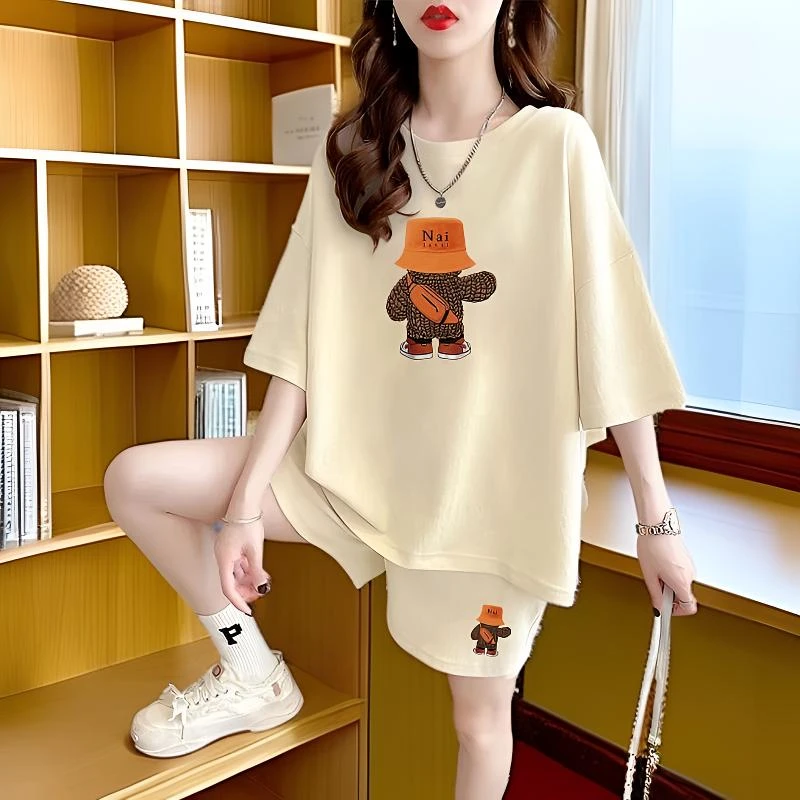 胖mm夏季运动套装女装2025新款爆款韩版大码宽松显瘦休闲两件套潮