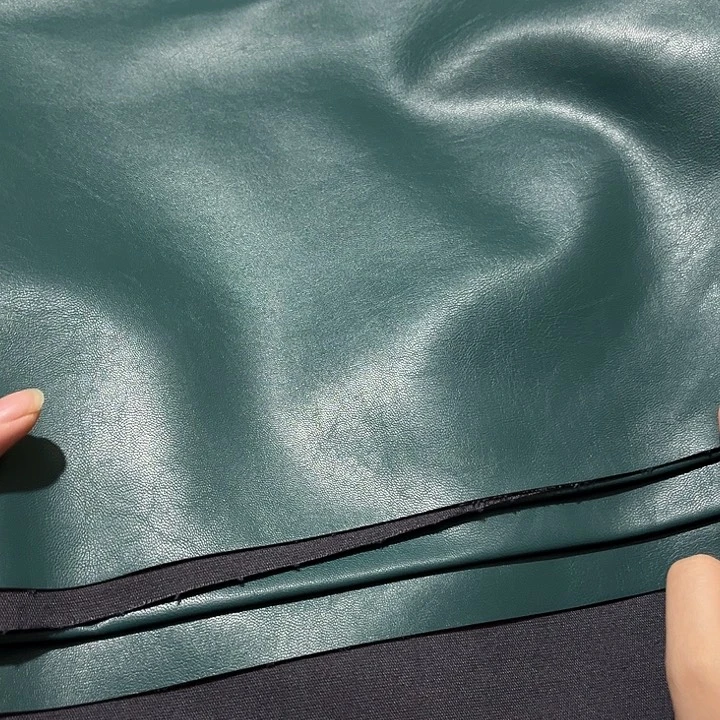 混纺墨绿色棉底皮1米