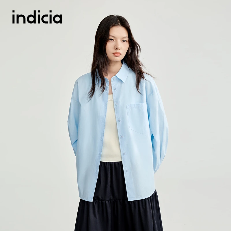 indicia标记25秋新款水洗棉廓形松弛感基础衬衫外搭L2C5CS153