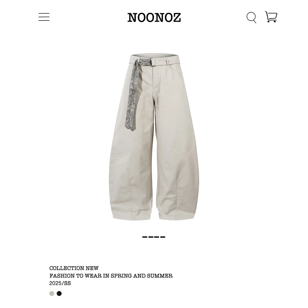 NOONOZ潮牌弯刀工装裤男新款蟒纹腰带通勤美式直筒百搭阔腿休闲裤