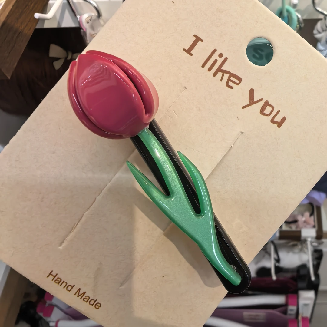 F230玫粉色郁金香边夹