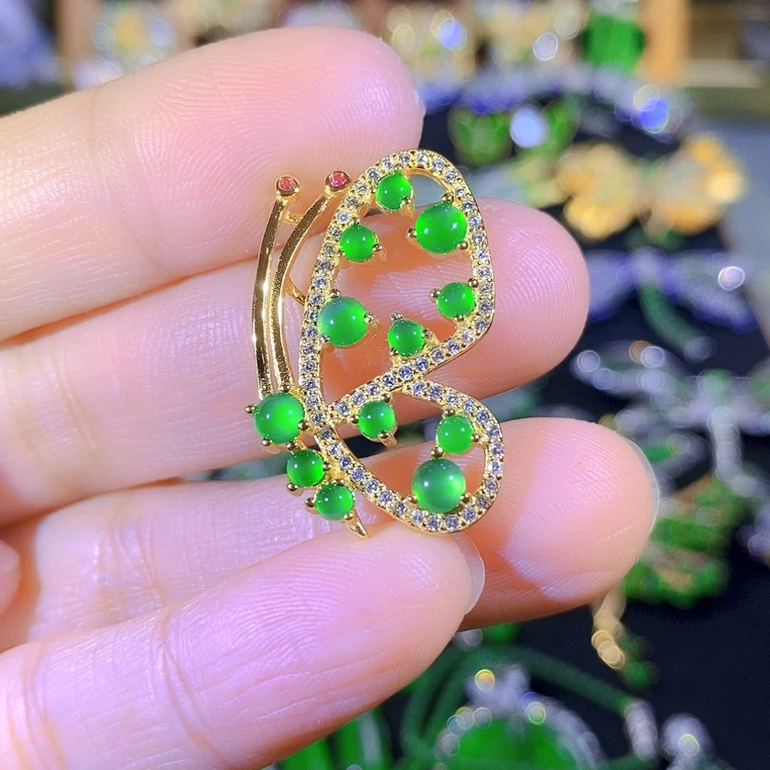 吊坠(不含链)银S925镶嵌翡翠