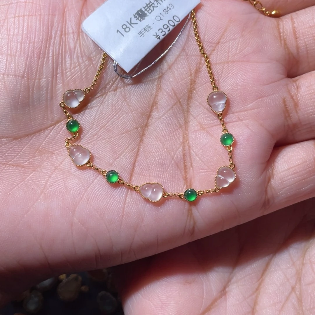 吊坠(不含链)18K金镶嵌翡翠