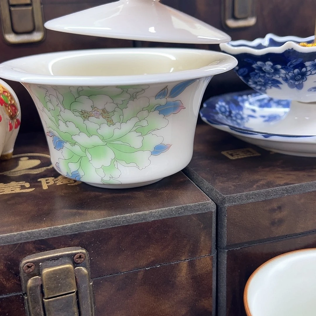盖碗青花手绘盖碗3.8